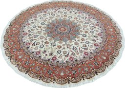 Close-up detail of 2000s Tabriz 50/60/70 Raj rug from Iran / Persia showing Cork weave