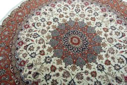 Surface texture of 2000s Tabriz 50/60/70 Raj rug with natural Cork and intricate pattern
