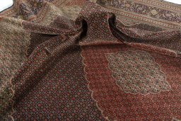 Surface texture of 1970s Tabriz 50/60/70 Raj rug with natural Cork and intricate pattern