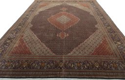 Surface texture of 1970s Tabriz 50/60/70 Raj rug with natural Cork and intricate pattern
