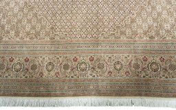 Full view of 2000s Tabriz 50/60/70 Raj rug from Iran / Persia, 310 × 249 cm in Beige tones
