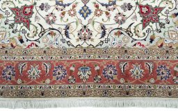 Full view of New Tabriz 50/60/70 Raj rug from Iran / Persia, 207 × 154 cm in Beige tones