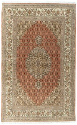 Full view of New Tabriz 50/60/70 Raj rug from Iran / Persia, 203 × 127 cm in Red tones