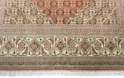 Full view of New Tabriz 50/60/70 Raj rug from Iran / Persia, 203 × 127 cm in Red tones