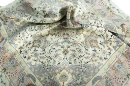 Surface texture of New Tabriz 50/60/70 Raj rug with natural Cork and intricate pattern