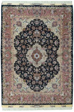 Full view of New Tabriz 50/60/70 Raj rug from Iran / Persia, 206 × 150 cm in Blue tones