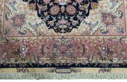 Full view of New Tabriz 50/60/70 Raj rug from Iran / Persia, 206 × 150 cm in Blue tones