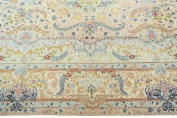 Surface texture of New Tabriz 50/60/70 Raj rug with natural Cork and intricate pattern