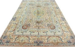 Surface texture of New Tabriz 50/60/70 Raj rug with natural Cork and intricate pattern