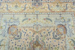 Full view of New Tabriz 50/60/70 Raj rug from Iran / Persia, 304 × 198 cm in Red tones