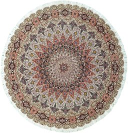 Full view of New Tabriz 50/60/70 Raj rug from Iran / Persia, 200 × 200 cm in Multi Color tones