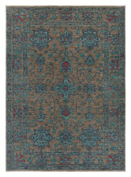 Full view of New Farahan rug from Pakistan, 203 × 149 cm in Gray tones
