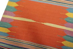 Surface texture of New Kilim Sofre rug with natural Wool and intricate pattern