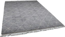 Full view of New Morocco rug from Pakistan, 300 × 245 cm in Beige tones
