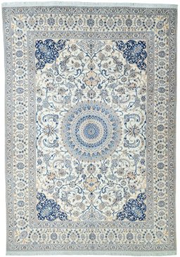 Full view of 2000s Nain rug from Iran / Persia, 490 × 344 cm in Beige tones