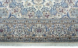 Full view of 2000s Nain rug from Iran / Persia, 298 × 202 cm in Beige tones