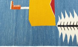 Close-up detail of New Kilim Dastan rug from Turkey showing Wool weave