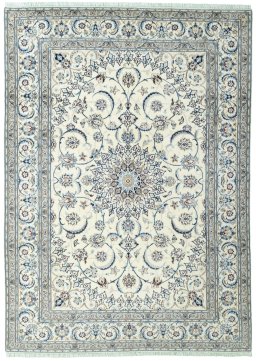 Full view of 2000s Nain rug from Iran / Persia, 353 × 252 cm in Beige tones