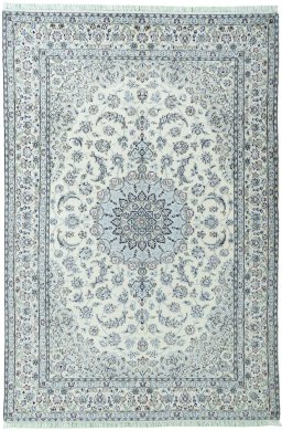 Full view of 2000s Nain rug from Iran / Persia, 295 × 200 cm in Beige tones