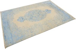 Corner detail of New Organic rug showing border pattern and Wool pile
