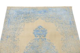 Surface texture of New Organic rug with natural Wool and intricate pattern