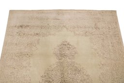 Backside of handmade New Organic rug showing knot structure and weave density