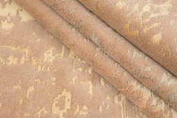 Surface texture of New Organic rug with natural Wool and intricate pattern