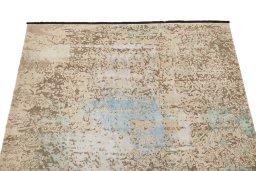 Surface texture of New Organic rug with natural Wool and intricate pattern