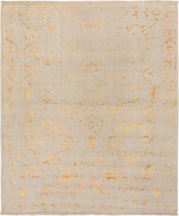 Full view of New Organic rug from Turkey, 304 × 261 cm in Yellow tones