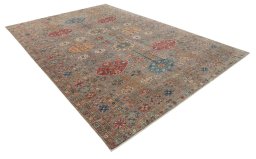 Corner detail of New Kazak rug showing border pattern and Wool pile