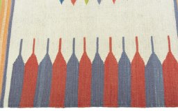 Close-up detail of New Kilim Sofre rug from Turkey showing Wool weave