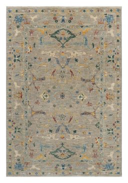 Full view of New Farahan rug from Pakistan, 178 × 121 cm in Beige tones