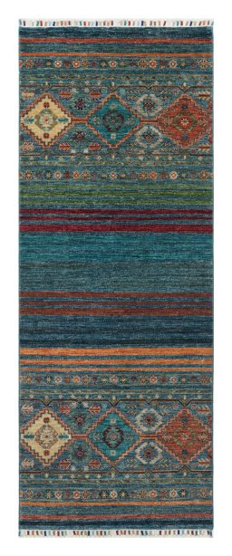 Full view of New Samarkand rug from Pakistan, 204 × 80 cm in Blue tones