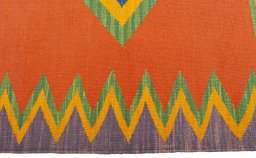 Close-up detail of New Kilim Sofre rug from Turkey showing Wool weave