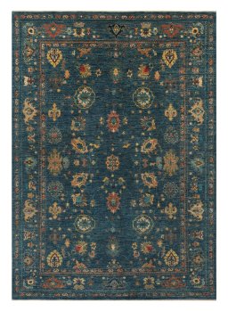 Full view of New Farahan rug from Pakistan, 243 × 170 cm in Blue tones