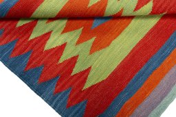 Full view of New Kilim Sofre rug from Turkey, 94 × 82 cm in Multi Color tones