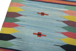 Surface texture of New Kilim Sofre rug with natural Wool and intricate pattern