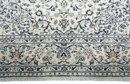 Full view of 2000s Kashan rug from Iran / Persia, 354 × 240 cm in Beige tones