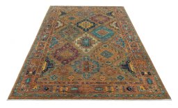 Surface texture of New Samarkand rug with natural Wool and intricate pattern