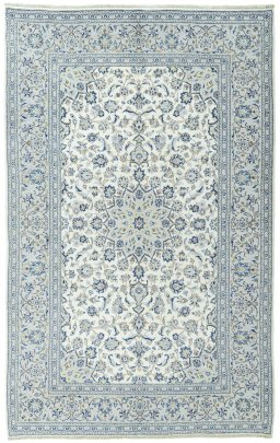 Full view of 2000s Kashan rug from Iran / Persia, 315 × 198 cm in Beige tones