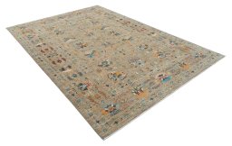 Corner detail of New Farahan rug showing border pattern and Wool pile