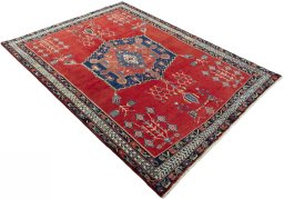 Close-up detail of 2000s Sirjan rug from Iran / Persia showing Wool weave