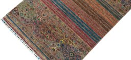Backside of handmade New Samarkand rug showing knot structure and weave density