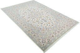 Close-up detail of 2000s Kashan rug from Iran / Persia showing Wool weave