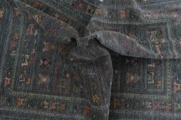 Full view of New Samarkand rug from Pakistan, 230 × 170 cm in Gray tones