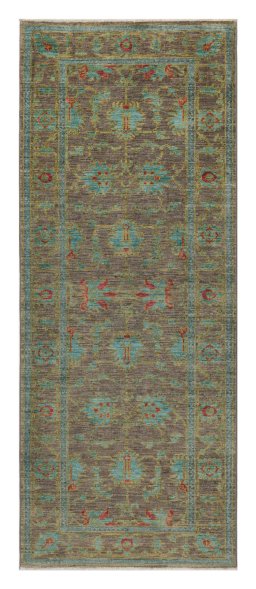 Full view of New Farahan rug from Pakistan, 199 × 79 cm in Brown tones