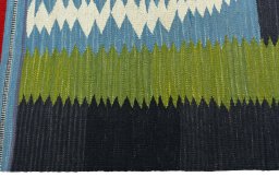 Close-up detail of New Kilim Sofre rug from Turkey showing Wool weave
