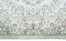 Full view of 2000s Nain rug from Iran / Persia, 303 × 203 cm in Beige tones