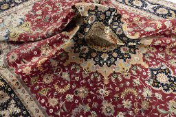 Surface texture of 2000s Tabriz 50/60/70 Raj rug with natural Cork and intricate pattern