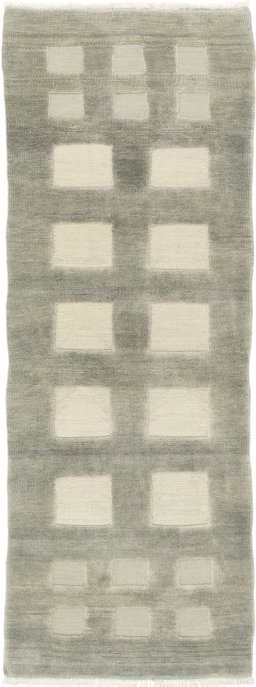 Full view of New Kilim Gabbeh rug from Iran / Persia, 281 × 103 cm in Gray tones